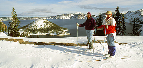 Crater Lake Skiers
