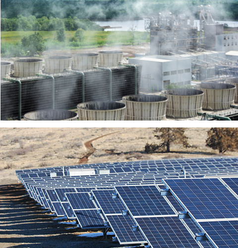 Geothermal plant and solar panels